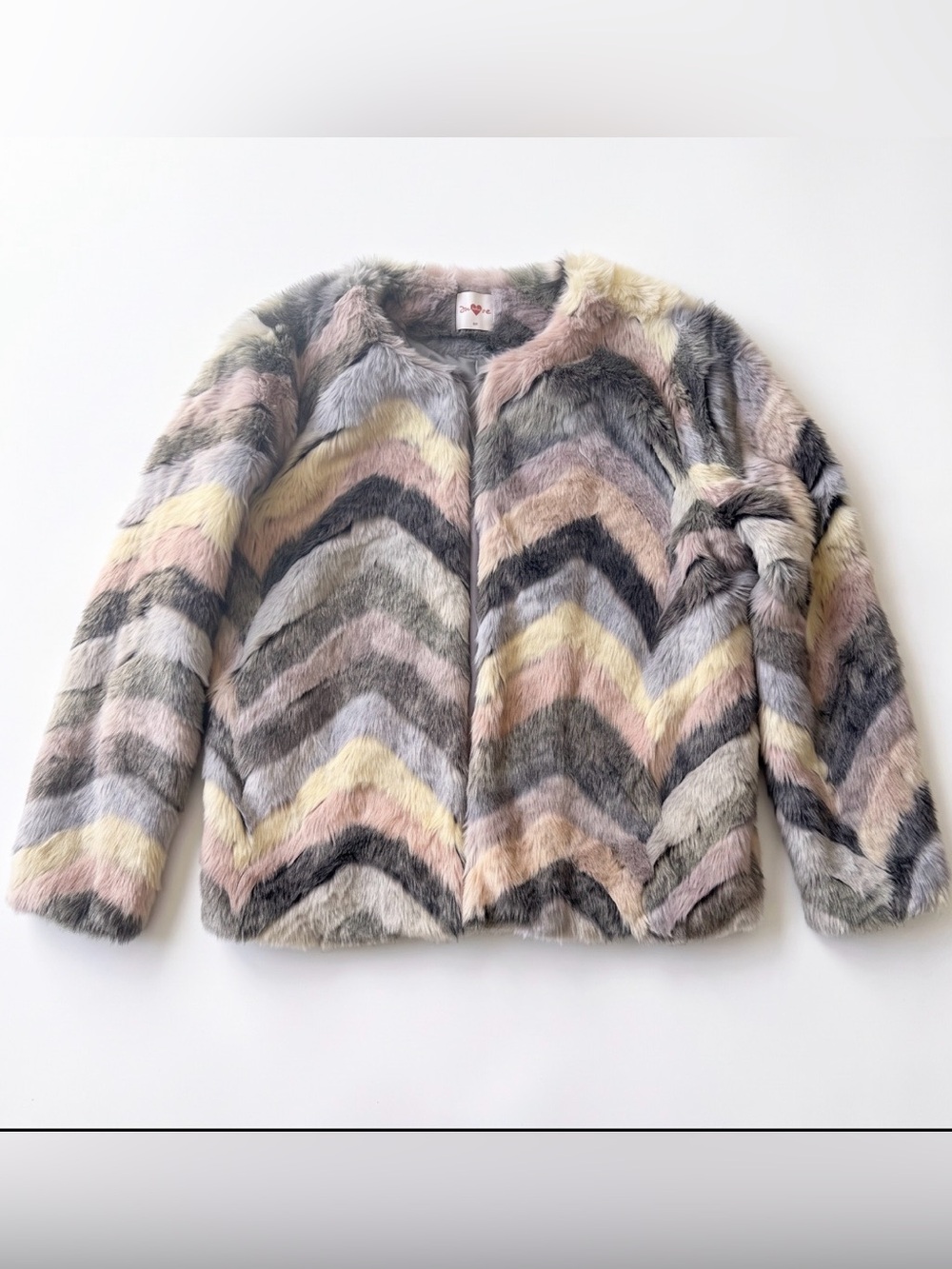 Womens Huddy Love Faux Fur Chevron Coat